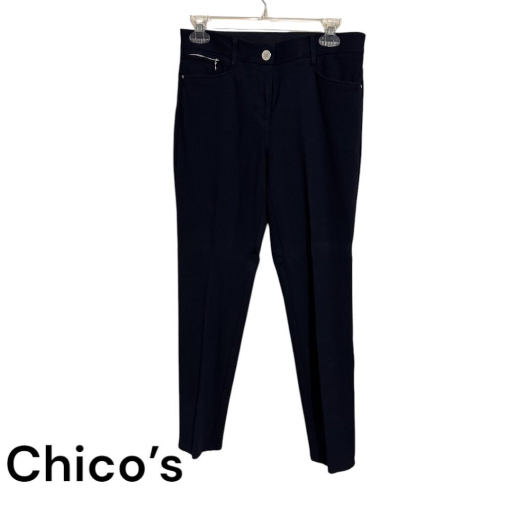 CHICO'S  SO SLIMMING NAVY PANTS   SIZE: 4    #B